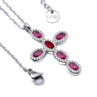 COLLAR ZO15372N ROJO PLATEADO Acero Inoxidable E31