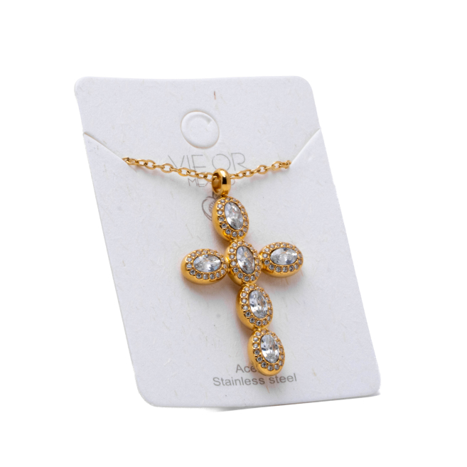 COLLAR ZO15372N BLANCO DORADO Acero Inoxidable