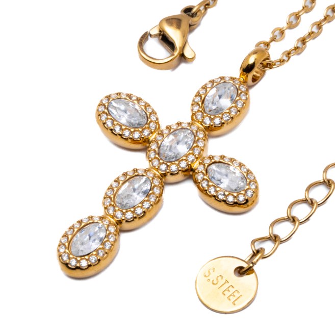 COLLAR ZO15372N BLANCO DORADO Acero Inoxidable