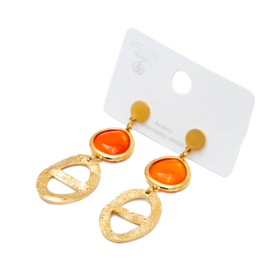 ARETES ZO13487E DORADO+NARANJA Acero Inoxidable