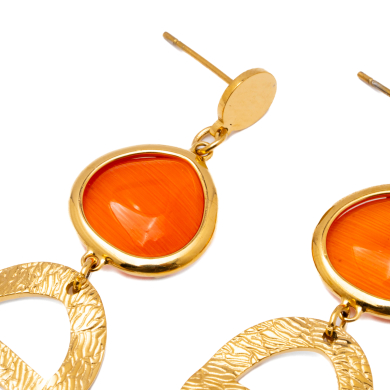 ARETES ZO13487E DORADO+NARANJA Acero Inoxidable