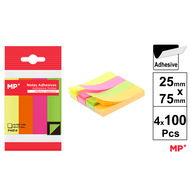 NOTAS ADHESIVAS 20X75MM 4X100H - H45