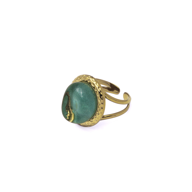 ANILLO ZO14209R DORADO+VERDE Acero Inoxidable 2A26