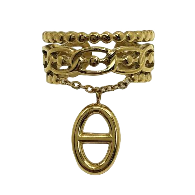 ANILLO ZO15672R DORADO ACERO INOXIDABLE