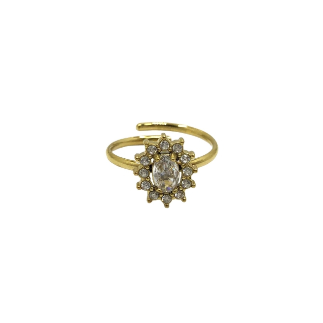ANILLO ZO15930R DORADO VERDE ACERO INOXIDABLE