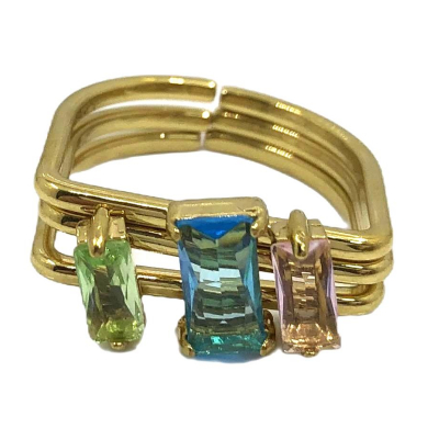 ANILLO ZO15469R DORADO AZUL ACERO INOXIDABLE