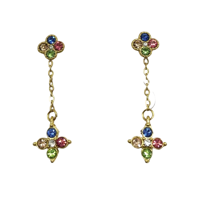 ARETES ZO15102E DORADO BLANCO ACERO INOXIDABLE