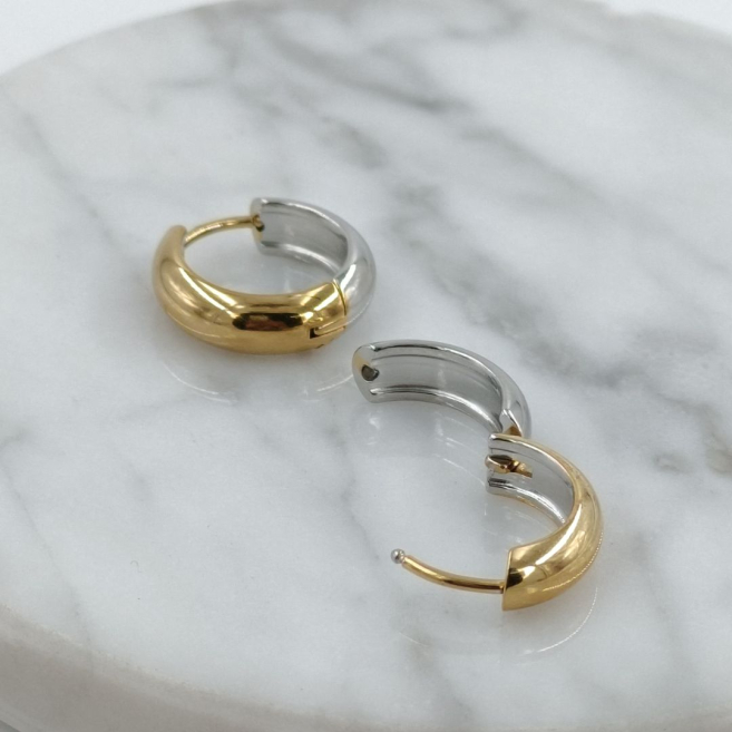 ARETES ZO11253E/5.0*12MM BICOLOR ACERO INOXIDABLE