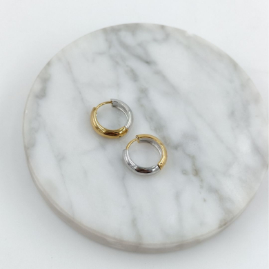 ARETES ZO11253E/5.0*12MM BICOLOR ACERO INOXIDABLE