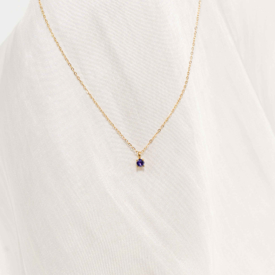 COLLAR ZO8368N DORADO LILA ACERO INOXIDABLE