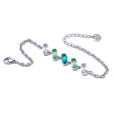 PULSERA ZO15434B PLATEADO VERDE ACERO INOXIDABLE