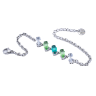 PULSERA ZO15434B PLATEADO VERDE ACERO INOXIDABLE