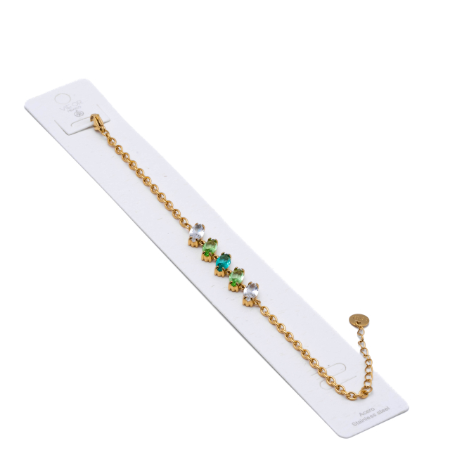 PULSERA ZO15434B DORADO VERDE ACERO INOXIDABLE