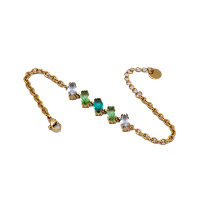 PULSERA ZO15434B DORADO VERDE ACERO INOXIDABLE