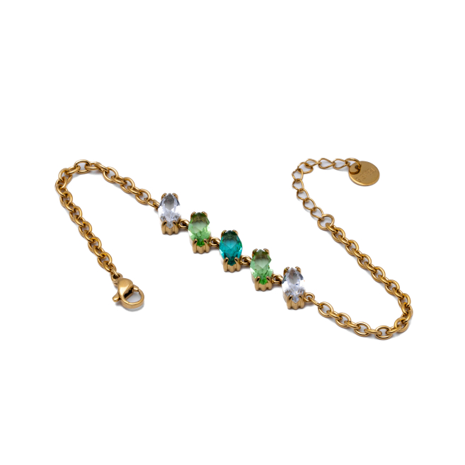 PULSERA ZO15434B DORADO VERDE ACERO INOXIDABLE
