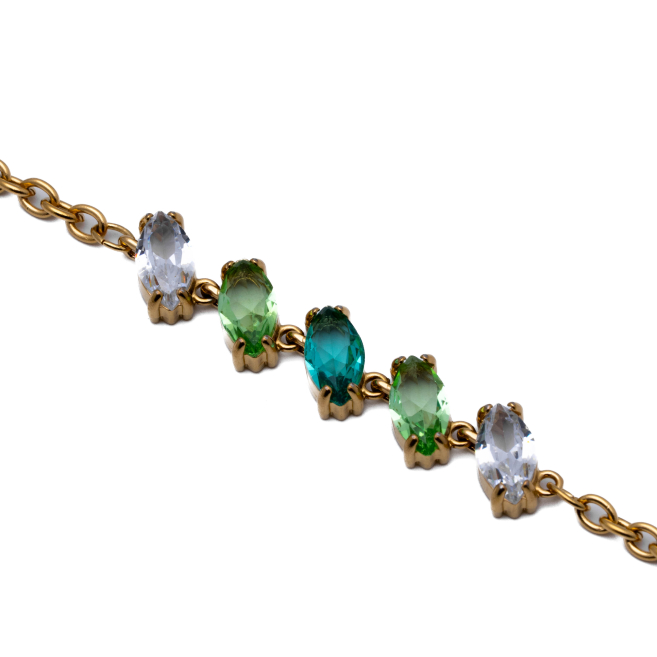 PULSERA ZO15434B DORADO VERDE ACERO INOXIDABLE
