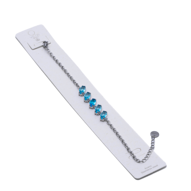 PULSERA ZO15434B PLATEADO AZUL ACERO INOXIDABLE
