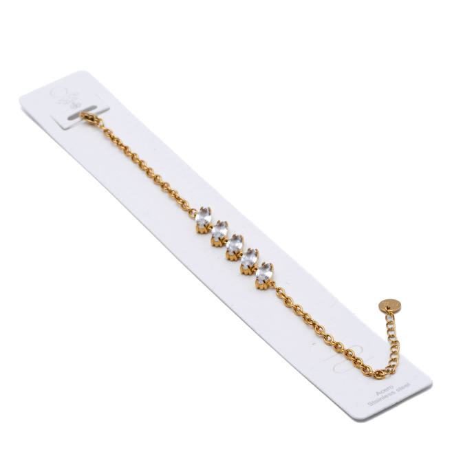 PULSERA ZO15434B DORADO BLANCO ACERO INOXIDABLE