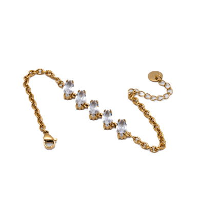 PULSERA ZO15434B DORADO BLANCO ACERO INOXIDABLE