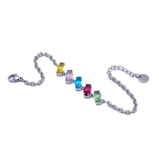 PULSERA ZO15434B PLATEADO MULTICOLOR ACERO INOXIDABLE