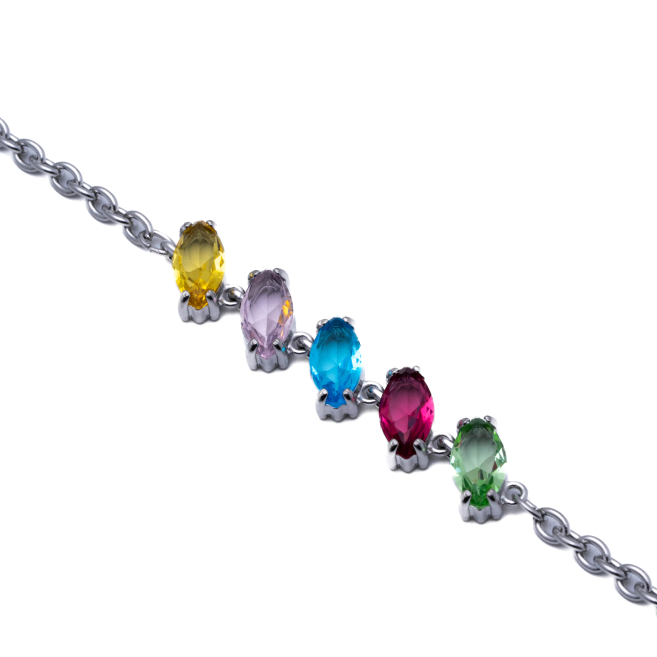 PULSERA ZO15434B PLATEADO MULTICOLOR ACERO INOXIDABLE