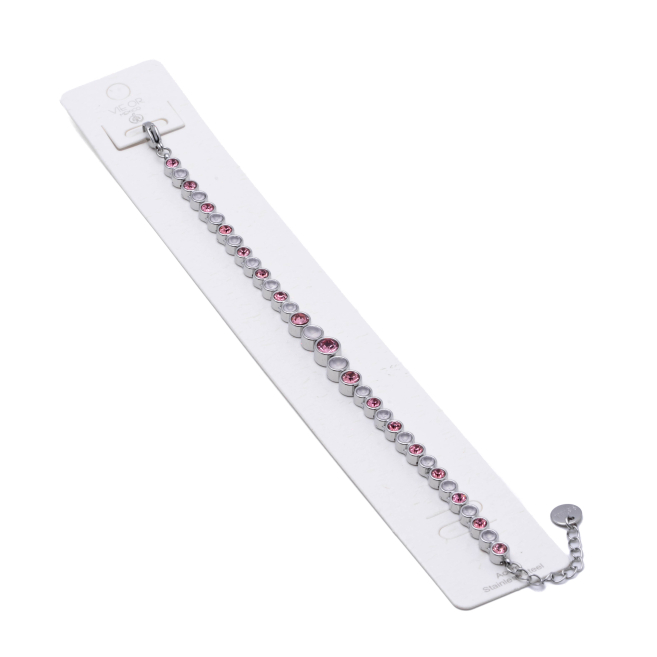 PULSERA ZO15784B PLATEADO ROSA ACERO INOXIDABLE