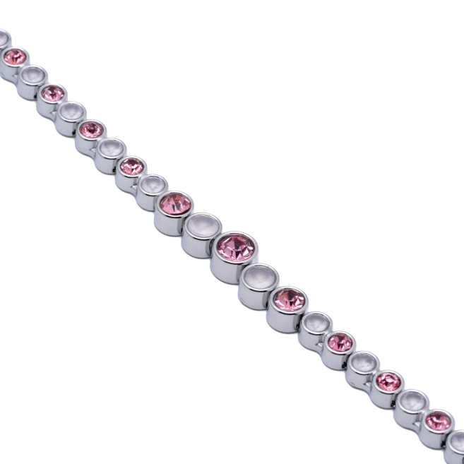 PULSERA ZO15784B PLATEADO ROSA ACERO INOXIDABLE