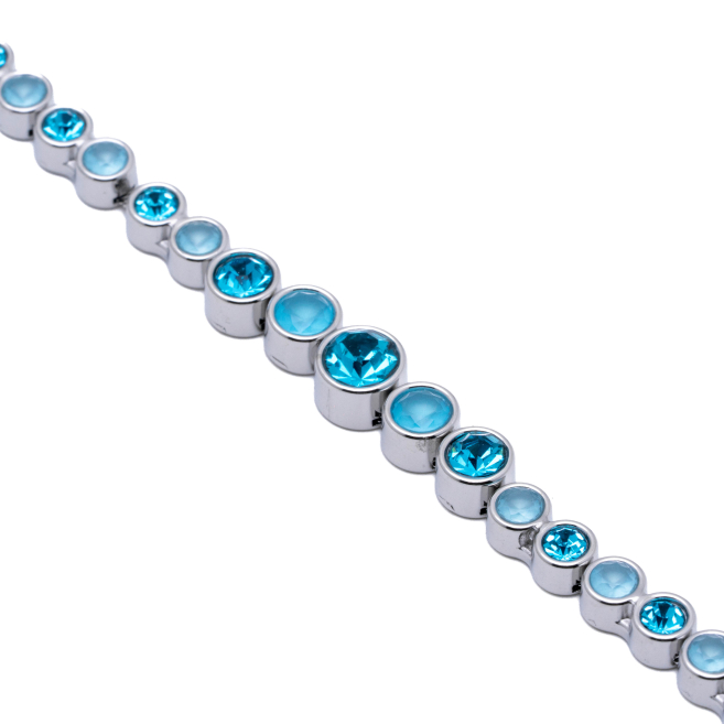 PULSERA ZO15784B PLATEADO AZUL ACERO INOXIDABLE