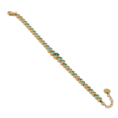 PULSERA ZO15784B DORADO VERDE ACERO INOXIDABLE