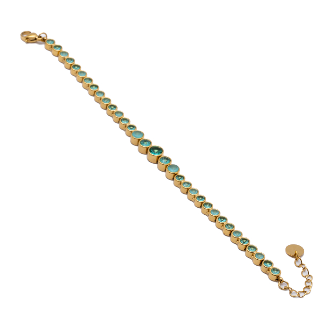 PULSERA ZO15784B DORADO VERDE ACERO INOXIDABLE