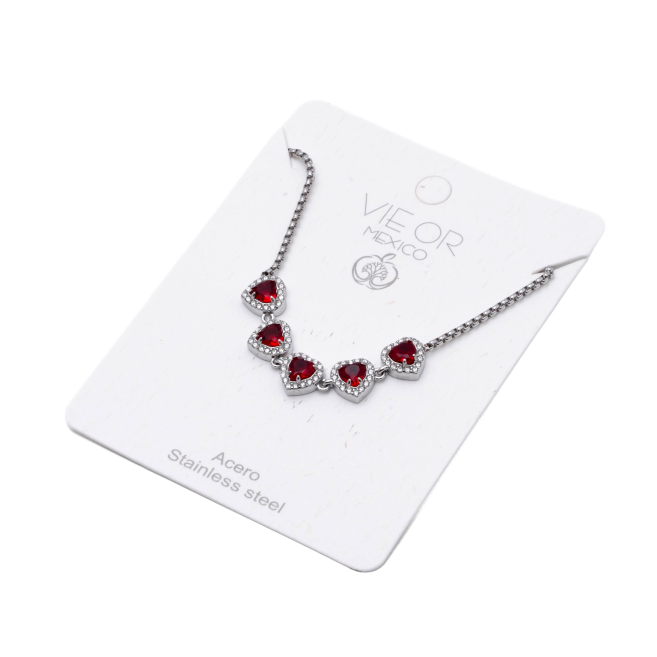PULSERA ZO15410B PLATEADO ROJO ACERO INOXIDABLE