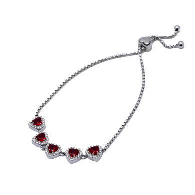 PULSERA ZO15410B PLATEADO ROJO ACERO INOXIDABLE