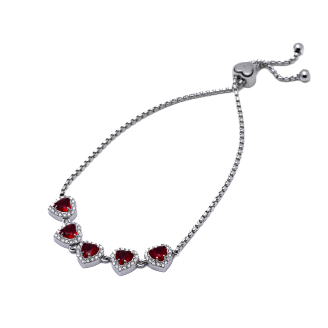 PULSERA ZO15410B PLATEADO ROJO ACERO INOXIDABLE