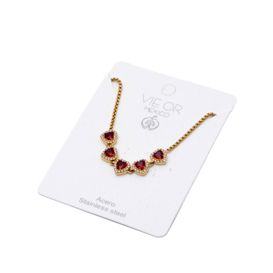 PULSERA ZO15410B DORADO ROJO ACERO INOXIDABLE 2C25