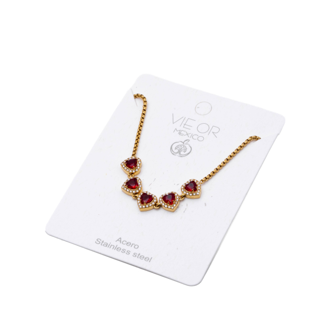 PULSERA ZO15410B DORADO ROJO ACERO INOXIDABLE