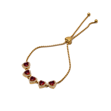 PULSERA ZO15410B DORADO ROJO ACERO INOXIDABLE