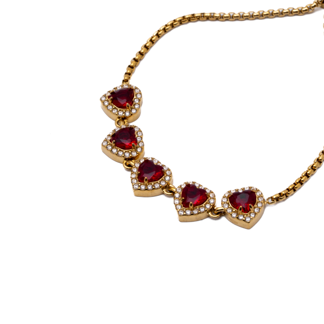 PULSERA ZO15410B DORADO ROJO ACERO INOXIDABLE