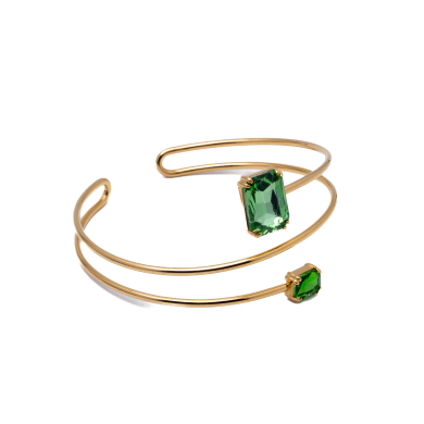 BRAZALETE ZO15475B/BRAZO DORADO VERDE ACERO INOXIDABLE