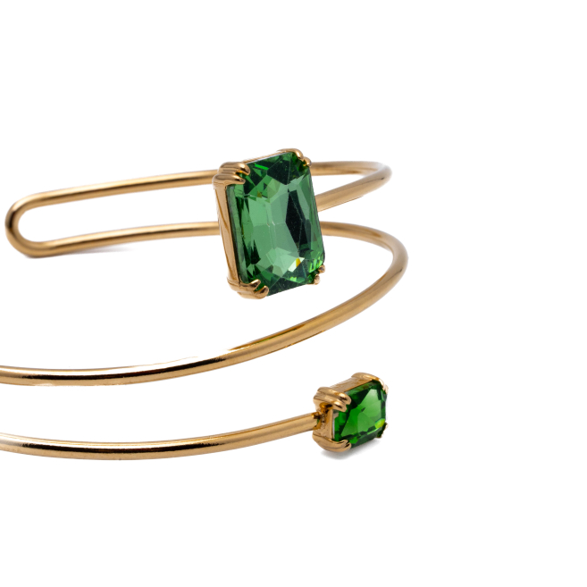 BRAZALETE ZO15475B/BRAZO DORADO VERDE ACERO INOXIDABLE