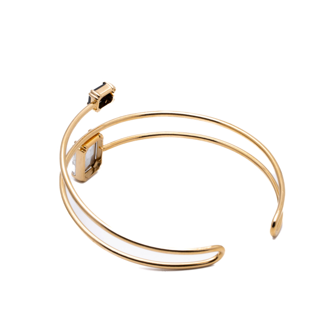 BRAZALETE ZO15475B/BRAZO DORADO BLANCO/NEGRO ACERO INOXIDABLE