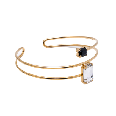 BRAZALETE ZO15475B/BRAZO DORADO BLANCO/NEGRO ACERO INOXIDABLE