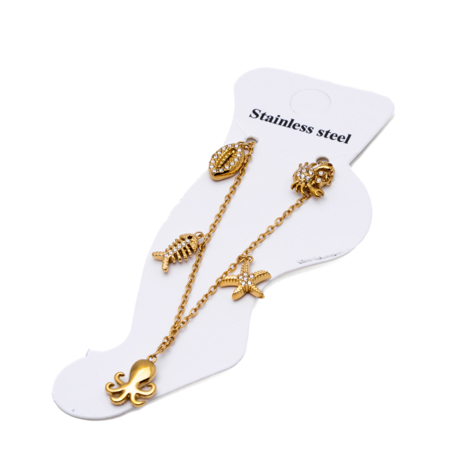 TOBILLERA ZO15457B DORADO ACERO INOXIDABLE