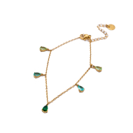 TOBILLERA ZO15462B VERDE DORADO VERDE ACERO INOXIDABLE