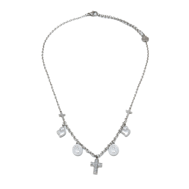 COLLAR ZO12407N PLATEADO ACERO INOXIDABLE 2D25