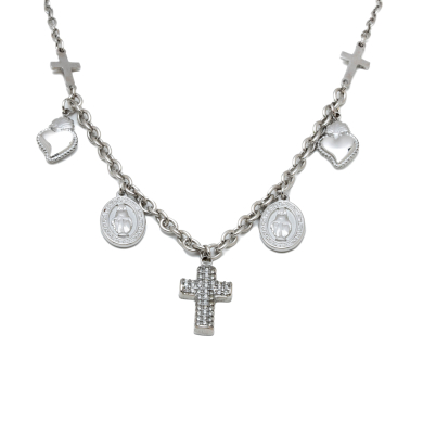 COLLAR ZO12407N PLATEADO ACERO INOXIDABLE 2D25