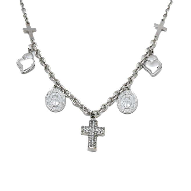 COLLAR ZO12407N PLATEADO ACERO INOXIDABLE 2D25