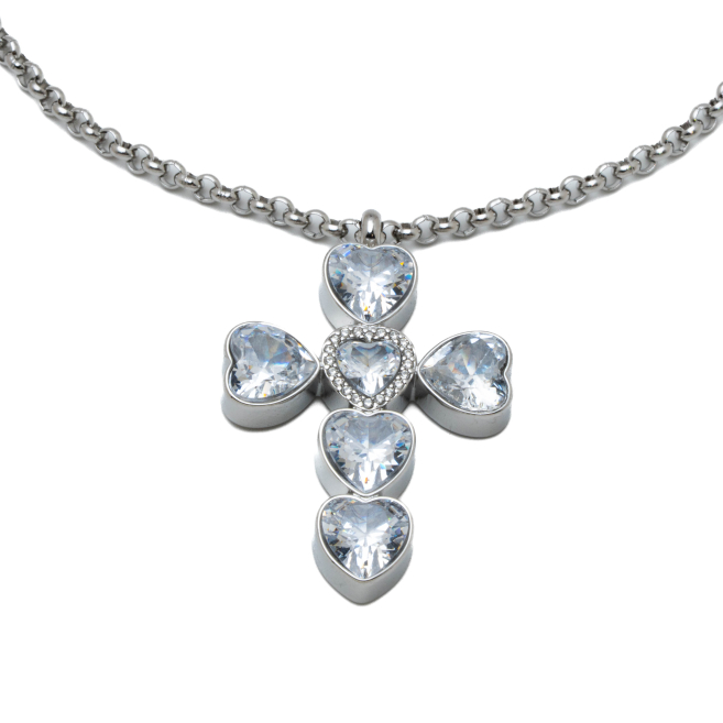 COLLAR ZO15376N PLATEADO ACERO INOXIDABLE 2D15