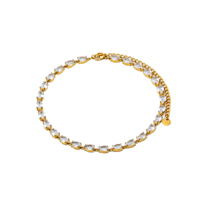COLLAR ZO15424N DORADO BLANCO ACERO INOXIDABLE