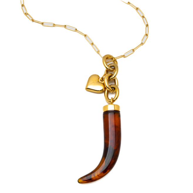COLLAR ZO15054N/75CM DORADO MARRON ACERO INOXIDABLE E54