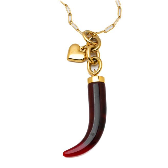 COLLAR ZO15054N/75CM DORADO ROJO ACERO INOXIDABLE E54